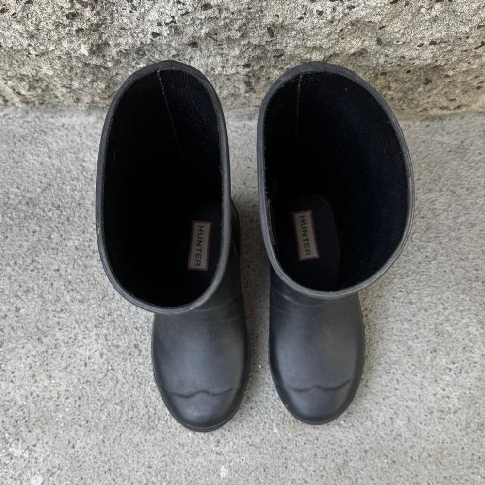 HUNTER Original Tall Rain Boots Kids 13 EU 31 Matte Black High Gum Boot Rubber - Picture 5 of 9